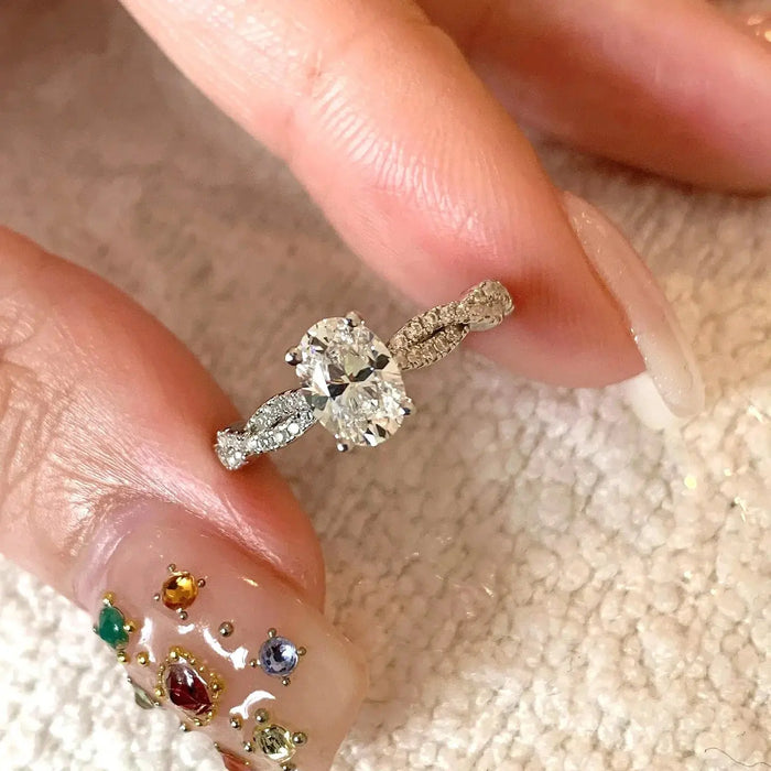 Moissanite Fashion Ring – Platinum-Plated Sparkle for Women SF