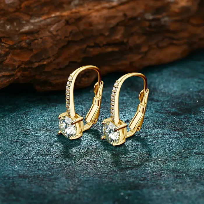 925 Sterling Silver Drop Earrings – 1ct D-Color Moissanite SF