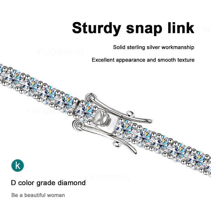 Premium 925 Sterling Silver Round-Cut Moissanite Bracelet for Women SF