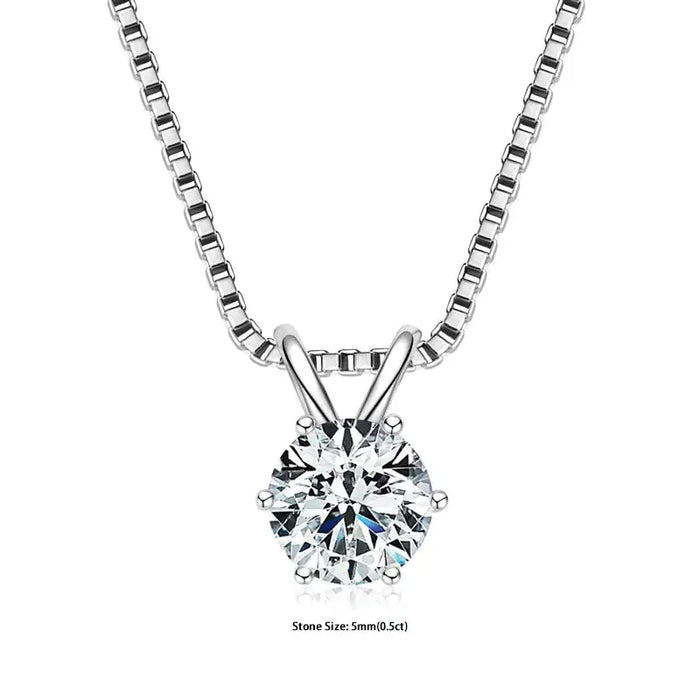 Moissanite Pendant Necklace – D-Color Round Solitaire SF