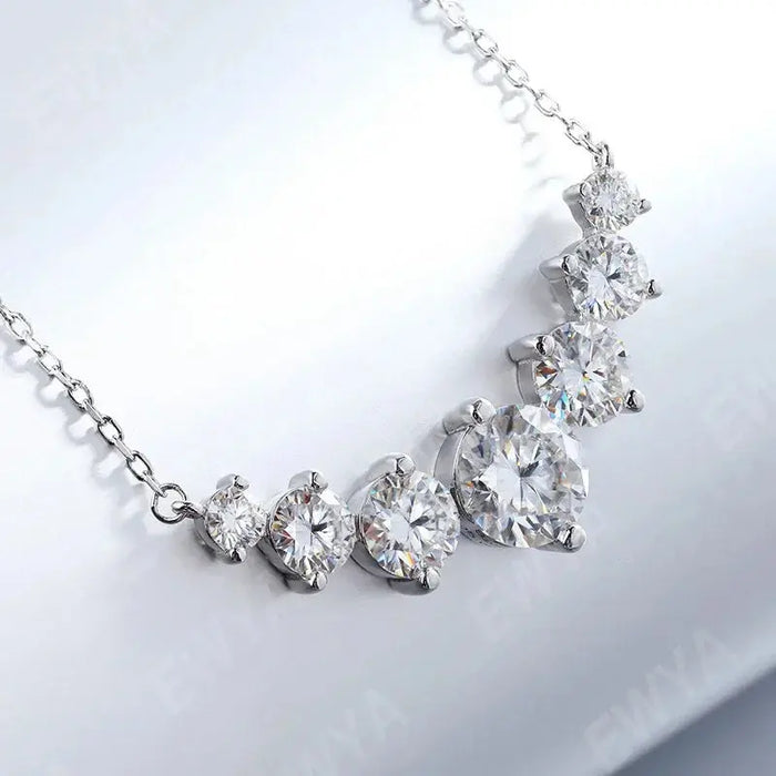 Moissanite Pendant Necklace – 7-Stone 925 Sterling Silver D-Color VVS1 SF