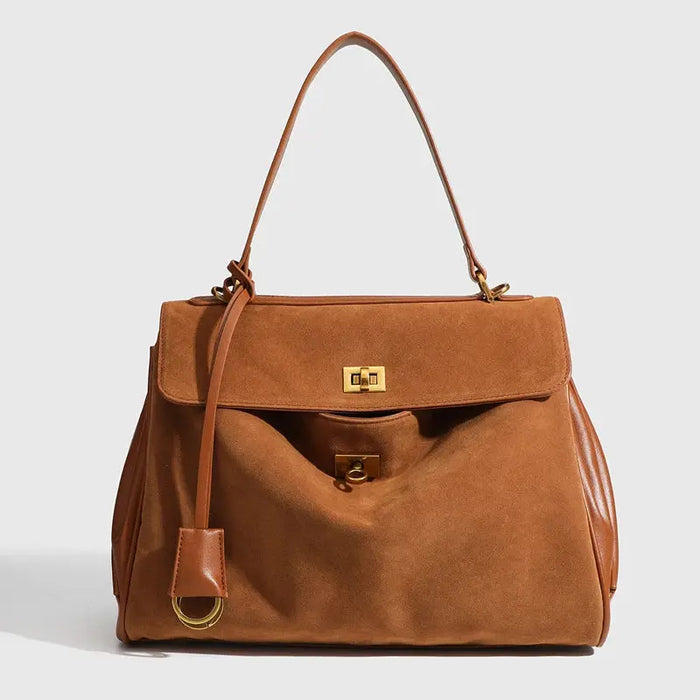 Microfiber Leather Shoulder Bag – Large Square with Lock SF
