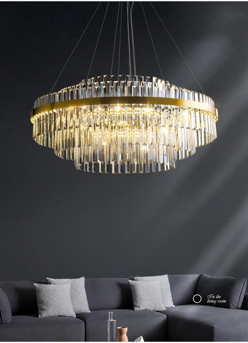 Modern Luxury LED Crystal Chandelier – Dimmable Remote-Controlled Ceiling Light - Samanta Factory
