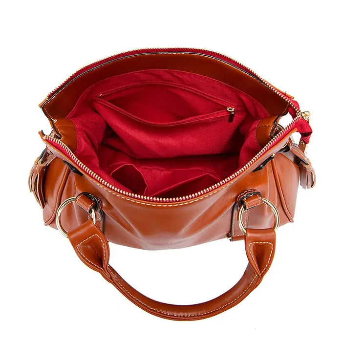 PU Leather Bucket Bag – Soft Casual Design with Zipper Closure SF