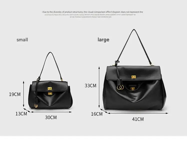 Microfiber Leather Shoulder Bag – Large Square with Lock SF