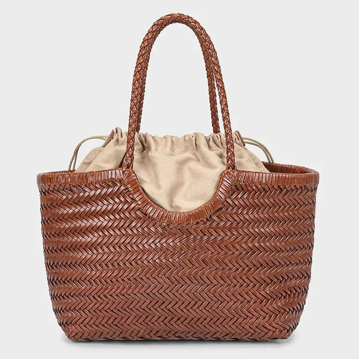Hand-Woven Tote Bag – French Style Basket Shoulder Bag SF