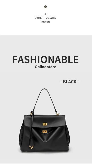 Microfiber Leather Shoulder Bag – Large Square with Lock SF