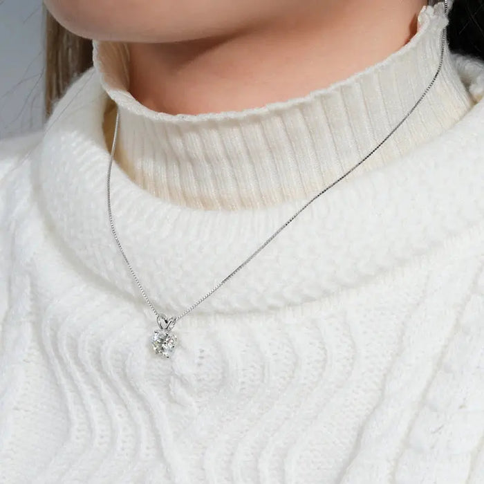 Moissanite Pendant Necklace – D-Color Round Solitaire SF