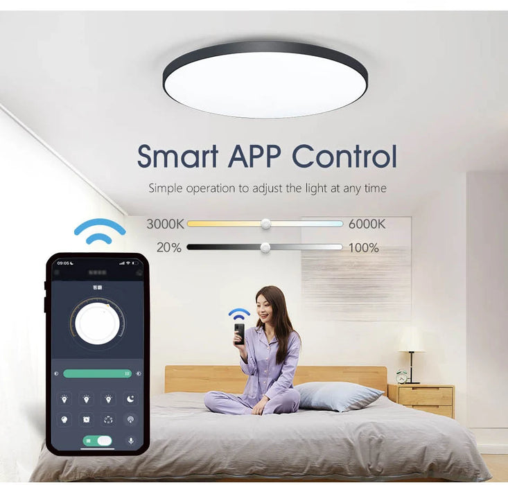 MARPOU Big Size Smart ceiling lamp led lamp for bedroom 80W ceiling lights with Remote control Dimmable led lights for room - Samanta Factory