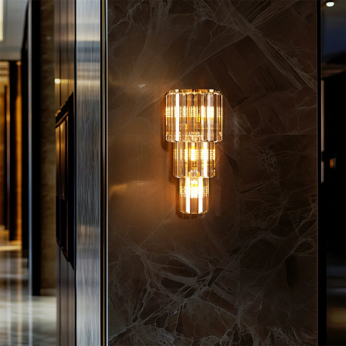 Crystal Wall Sconce – Luxurious 3- or 5-Tier LED Lighting with Gold Finish - Samanta Factory