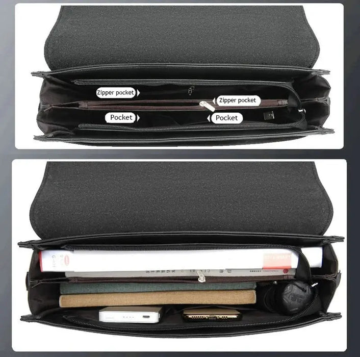 Men’s Business Briefcase – PU Leather Shoulder & Crossbody Bag SF