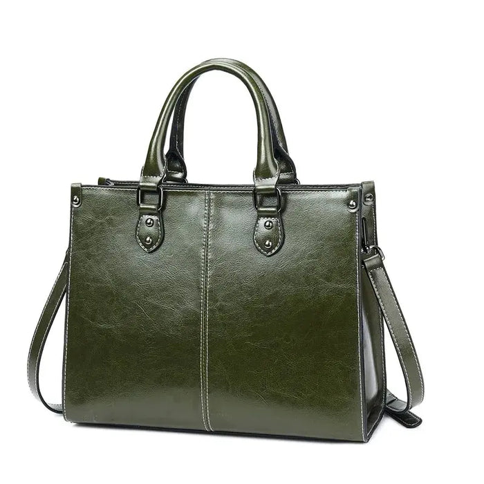 Women’s Leather Tote Bag – Fashion Box-Shape Handbag SF