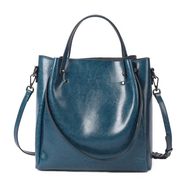 Vintage Cow Leather Shoulder Tote – Women’s Ruched Handbag SF