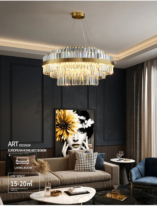 Modern Luxury LED Crystal Chandelier – Dimmable Remote-Controlled Ceiling Light - Samanta Factory