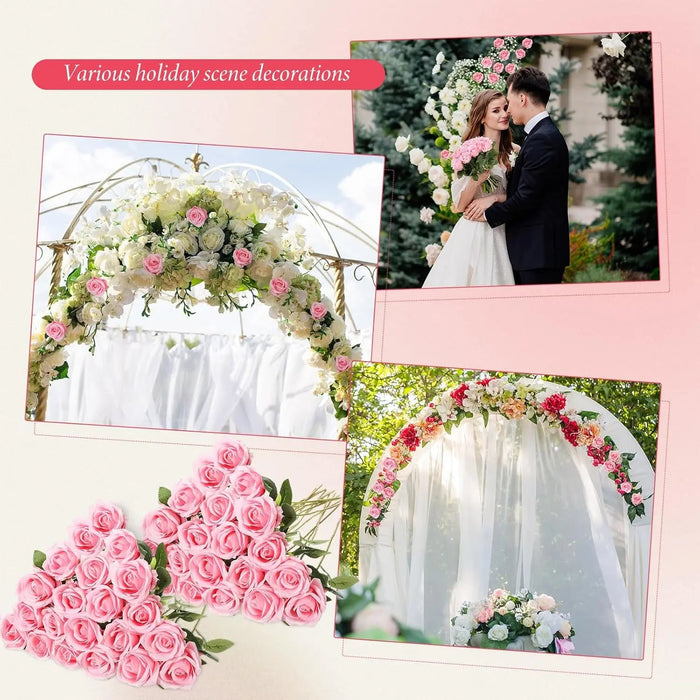 Artificial Velvet Roses – 50PCS Long-Stem Flower Bouquet SF