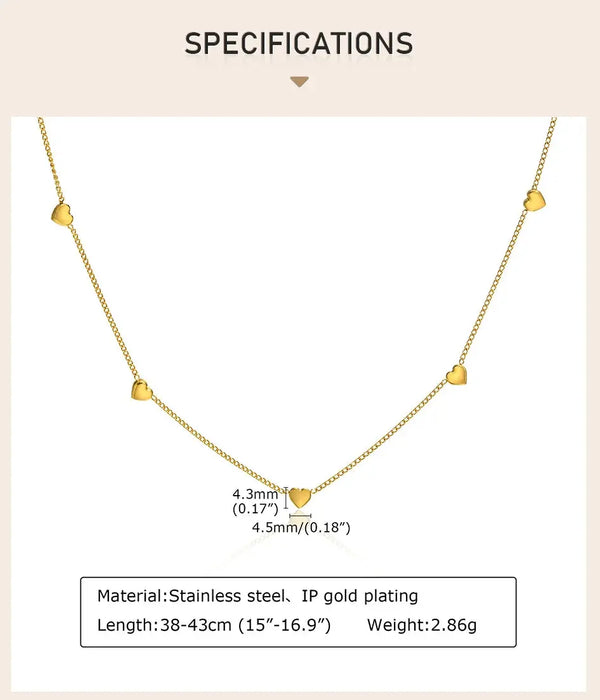 Heart Link Chain Necklace – Gold Stainless Steel Design SF