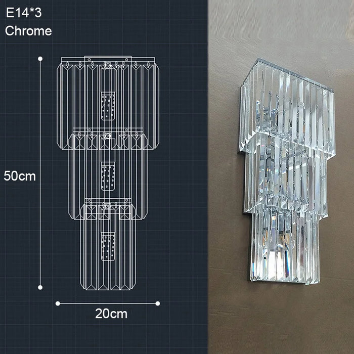 Crystal Wall Lamp – Modern Gold LED Lighting for Dining & Bedroom - Samanta Factory