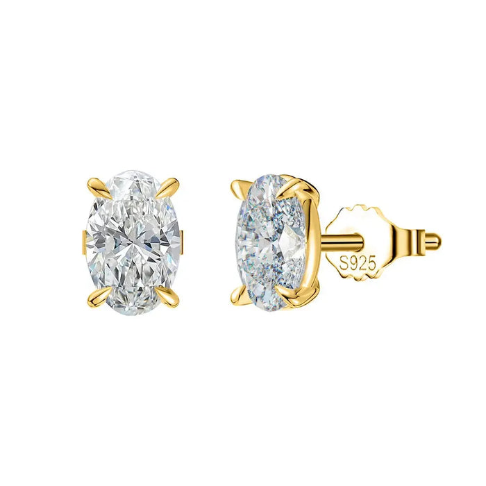 Oval Moissanite Stud Earrings – 0.5–3CT Brilliant Cut in 925 Sterling Silver SF