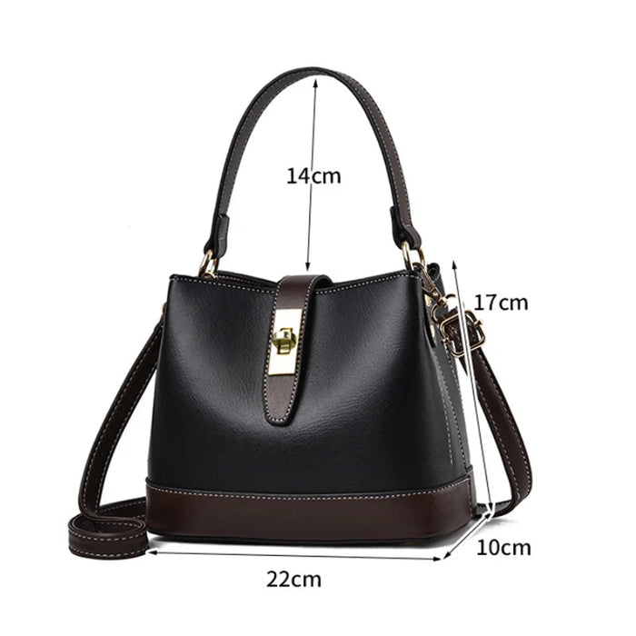 Women’s Two-Tone Bucket Bag – Large Capacity Faux Leather Crossbody & Shoulder Handbag SF