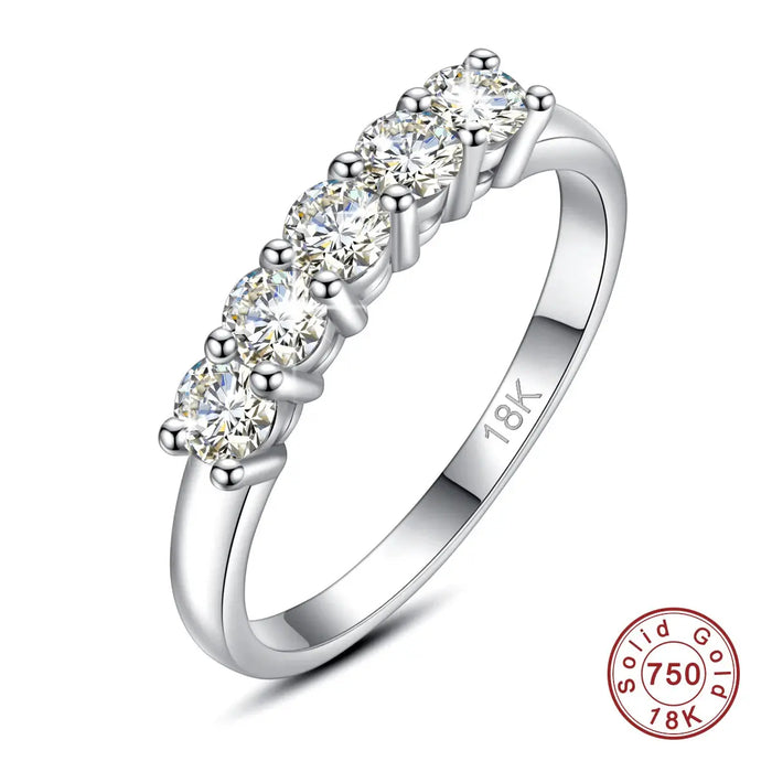 18K Gold Moissanite Wedding Ring – D-Color VVS1 Certified Stone SF