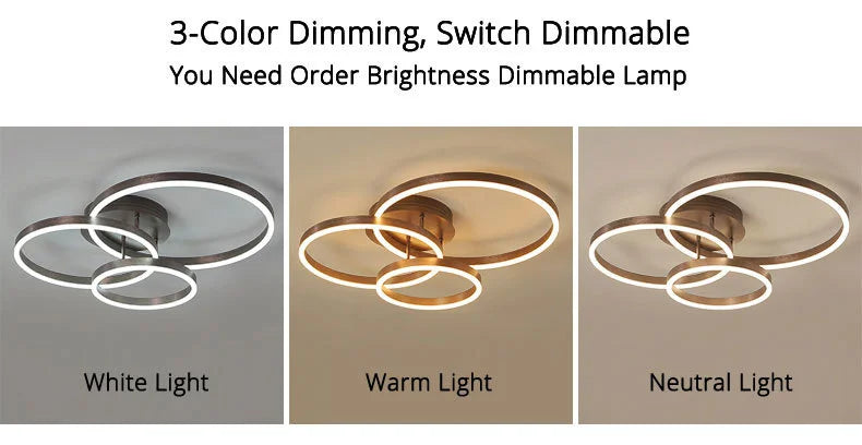 Modern LED Chandelier – Dimmable Semi-Flush Mount with Remote Control - Samanta Factory
