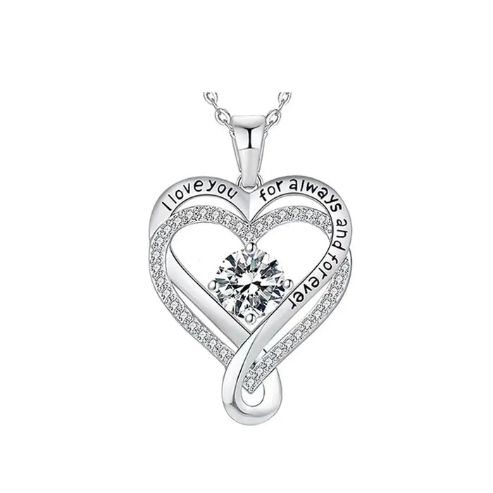 Double Layer Heart Necklace – Romantic Gift with Wooden Box SF