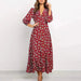 Women’s V-Neck Floral Maxi Dress – High-Waist Slit for Effortless Boho Chic - Samanta Factory