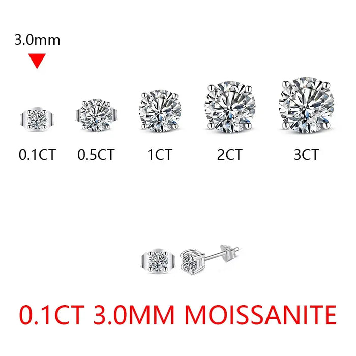 Moissanite Stud Earrings – 2ct D-Color Round Cut SF