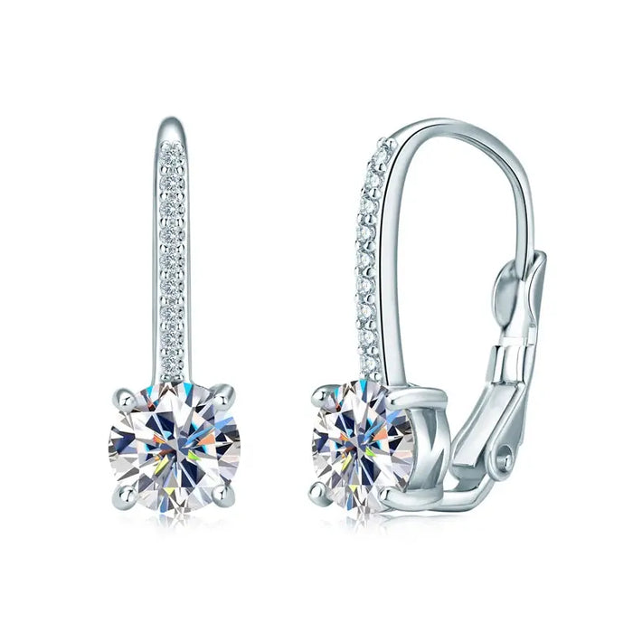 925 Sterling Silver Drop Earrings – 1ct D-Color Moissanite SF