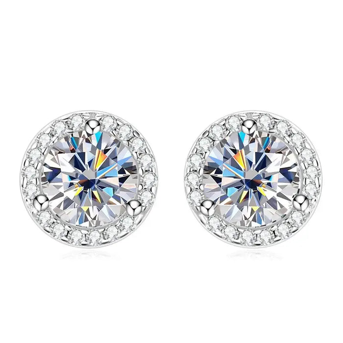 Premium 925 Sterling Silver Round Cut Earrings for Timeless Brilliance SF