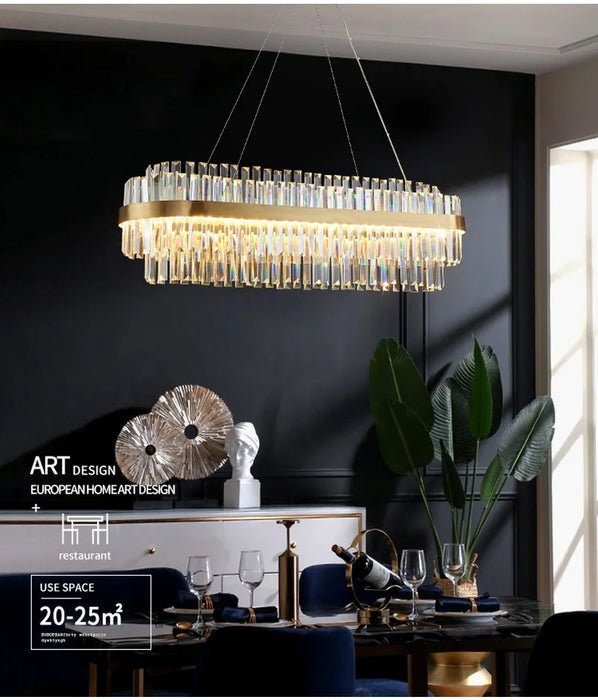 Modern Luxury LED Crystal Chandelier – Dimmable Remote-Controlled Ceiling Light - Samanta Factory