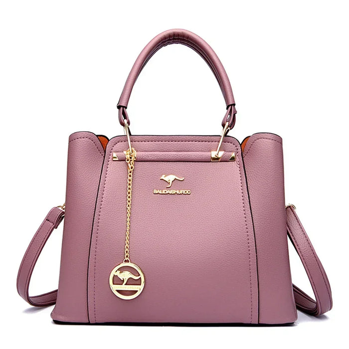 Women’s PU Leather Tote Bag – Fashion Soft Casual Handbag with Zipper Closure - Samanta Factory