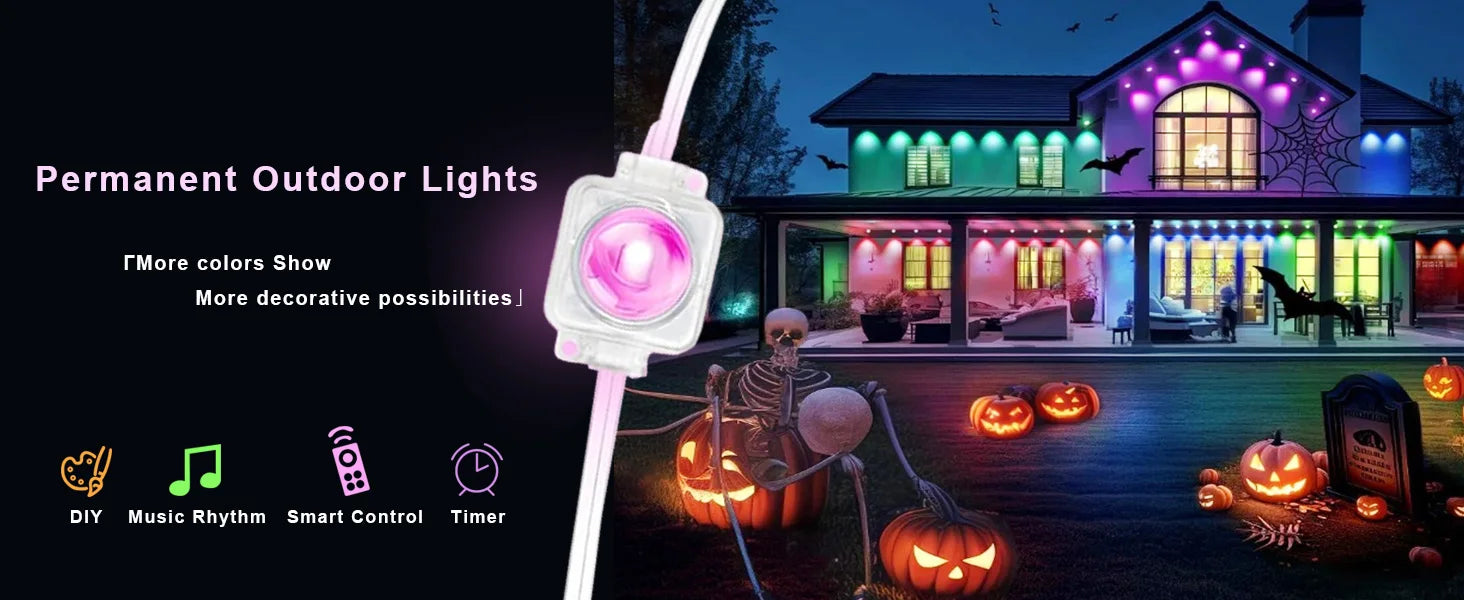 Eaves LED String Lights – Waterproof Multi-Colour Outdoor Lighting - Samanta Factory