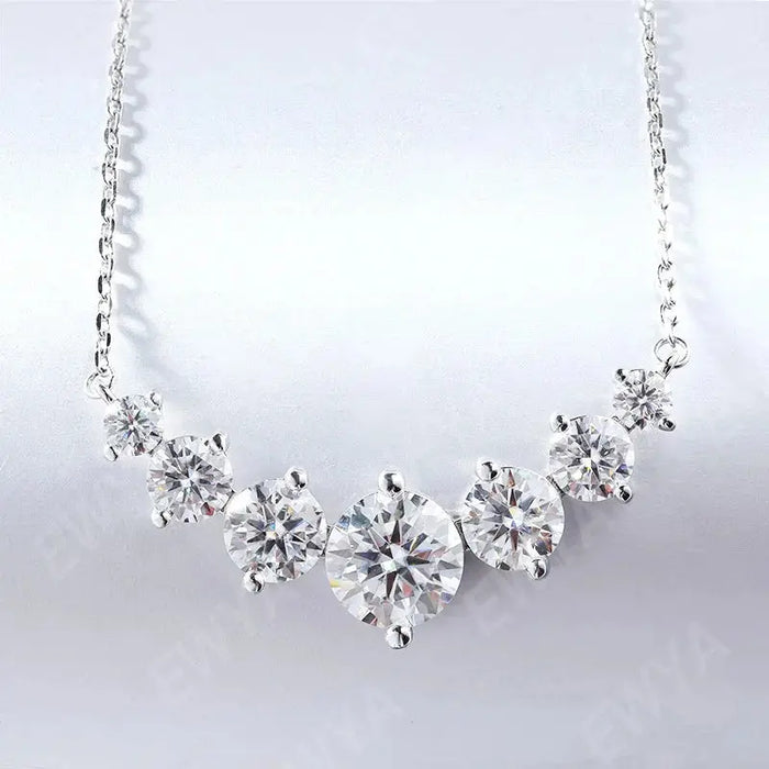 Moissanite Pendant Necklace – 7-Stone 925 Sterling Silver D-Color VVS1 SF