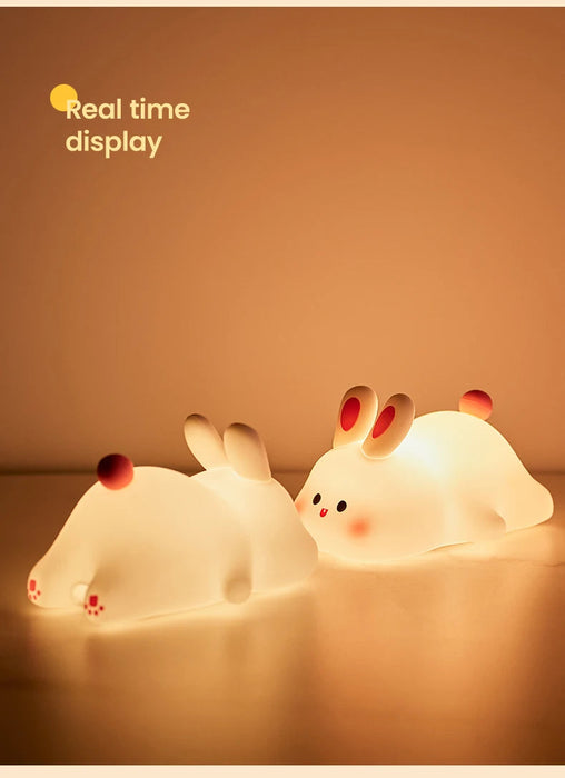 Cute Rabbit Night Light Silicone Lamp – Touch Sensor Soft LED Kids Sleep Light SF