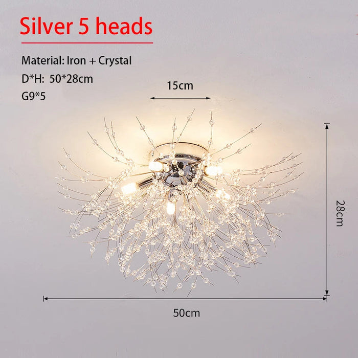 Crystal Dandelion Ceiling Light – 4-Light Nordic Chandelier for Living Room & Dining Room SF