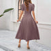 Junior Y2K Midi Dress – Puff Sleeves & Slim A-Line Silhouette - Samanta Factory