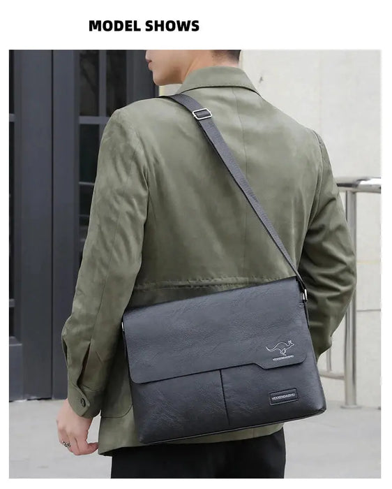 Men’s Business Satchel Bag – Slim PU Leather Shoulder Bag SF