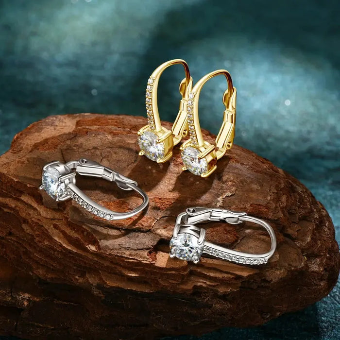 925 Sterling Silver Drop Earrings – 1ct D-Color Moissanite SF