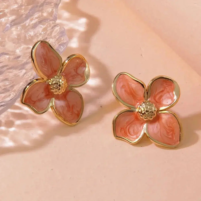 Stud Earrings – Vintage Petal Design in Stainless Steel SF