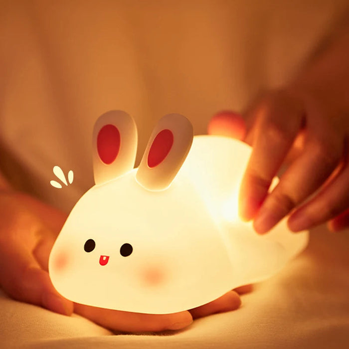 Cute Rabbit Night Light Silicone Lamp – Touch Sensor Soft LED Kids Sleep Light SF