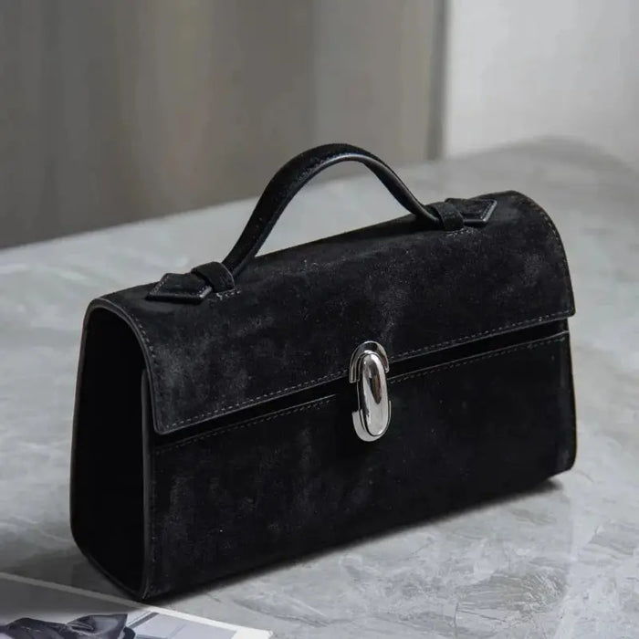 Women’s Leather Baguette Handbag – Minimalist Day Clutch SF