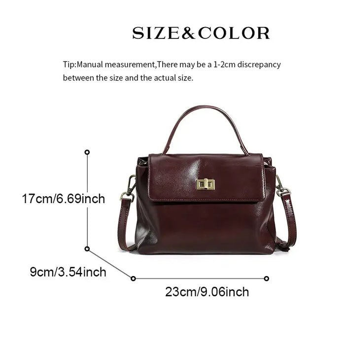 Women’s  Leather Shoulder Bag – Compact Casual Satchel SF