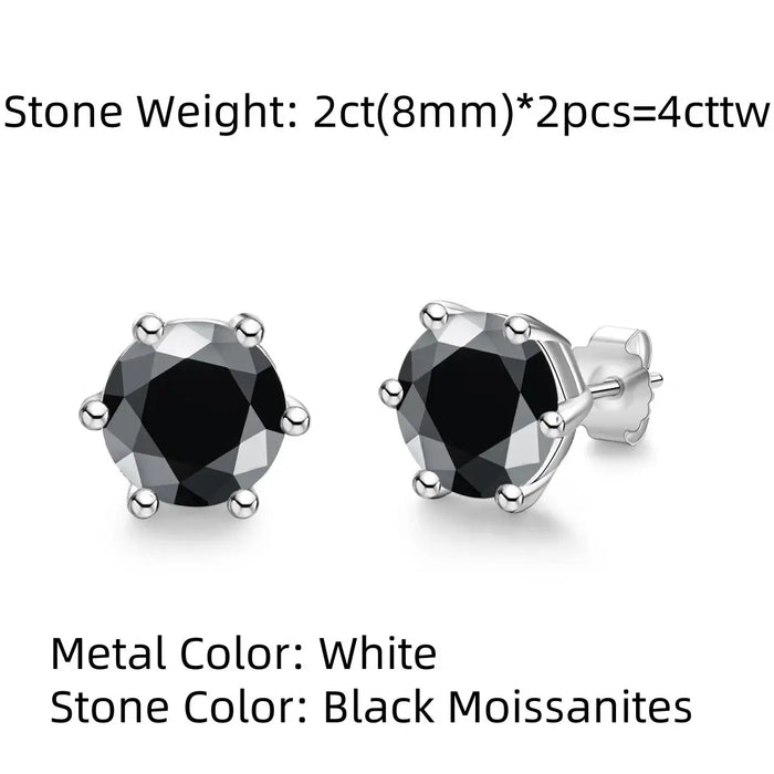 Moissanite Stud Earrings – 2ct Round Brilliant 925 Sterling Silver SF