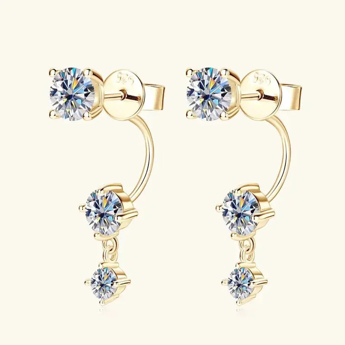 Moissanite Stud Earrings – D-Color VVS1 2-in-1 Sterling Silver SF