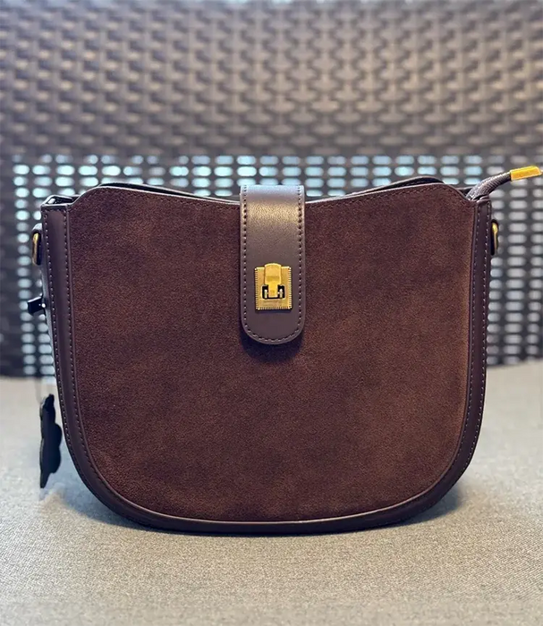 Cow Leather Shoulder Bag – Soft Half Moon Shape SF