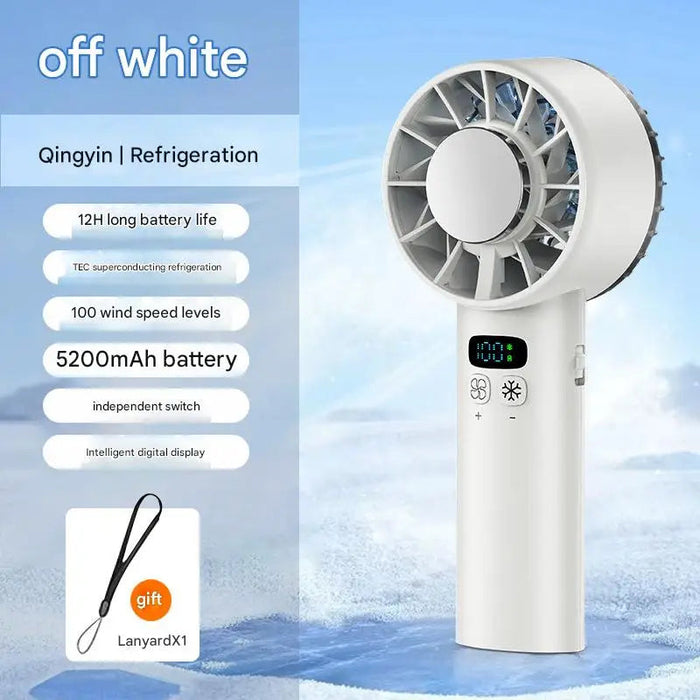 Portable Ice Cooling Handheld Fan – 5200mAh USB Rechargeable High-Speed Mini Fan Sf