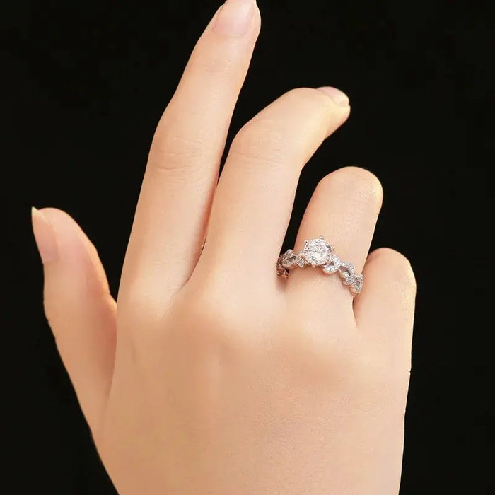 Moissanite Ring – S925 Sterling Silver 18K White Gold Plated SF