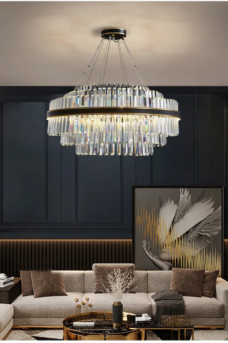Modern Luxury LED Crystal Chandelier – Dimmable Remote-Controlled Ceiling Light - Samanta Factory