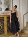 A-line Strap Long Dress – Square Neck & Backless Design - Samanta Factory
